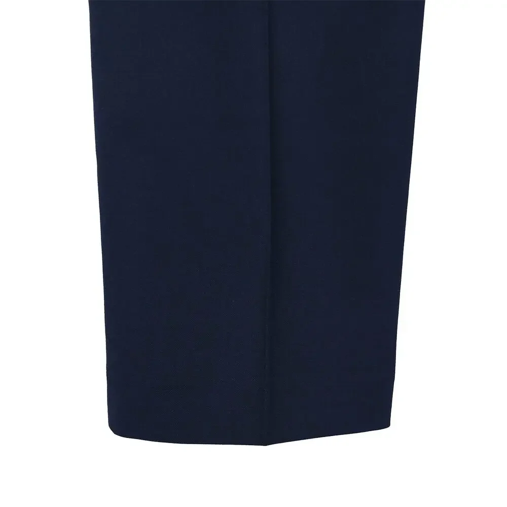 Perry Ellis Mens Slim Fit Dress Pants 38x32 Dark Blue Solid Stretch Micro Twill